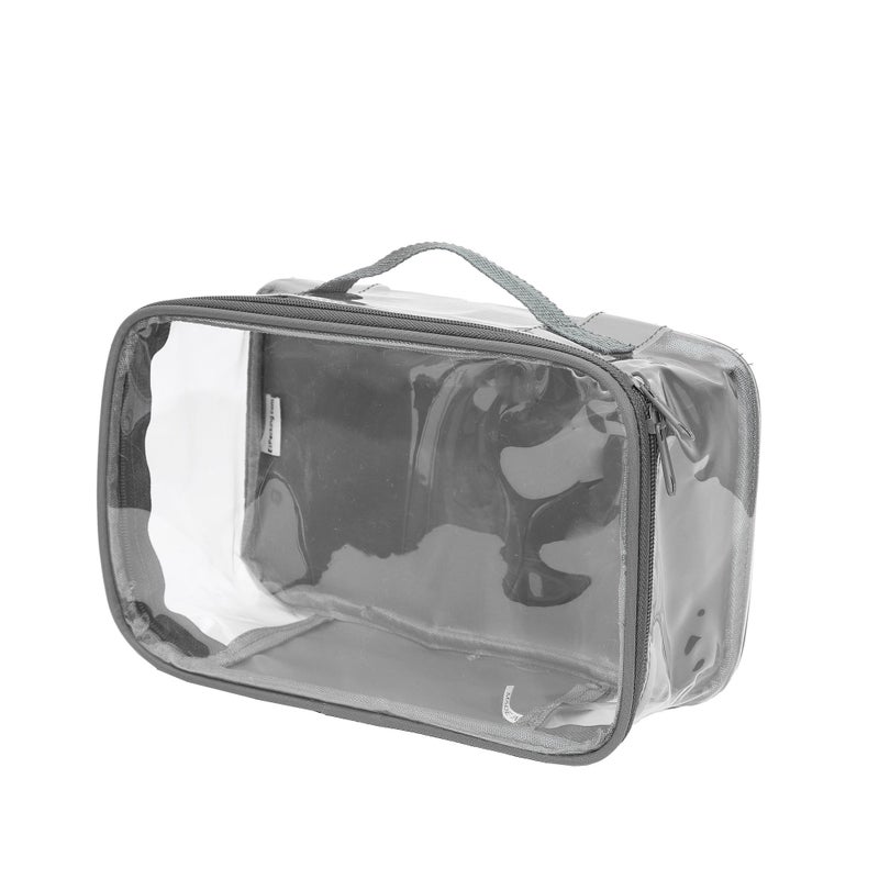 EzPacking Small Clear Travel Packing Cube/See Through PVC Plastic Pouch for Carry On Suitcase, Backpack or Diaper Bag/Transparent Multipurpose Accessories, Makeup & Underwear Organizer w/Handle (Gray) - Image 1